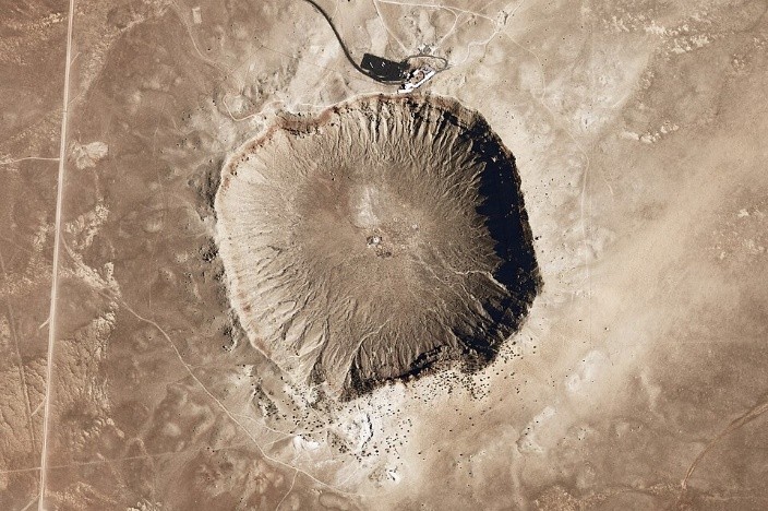 Aerial view of the Barringer (Meteor) Crater in Arizona